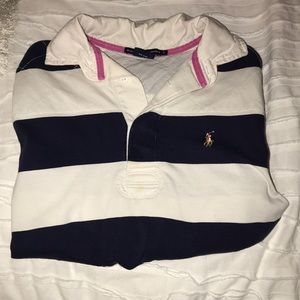 Navy and white stripped rugby